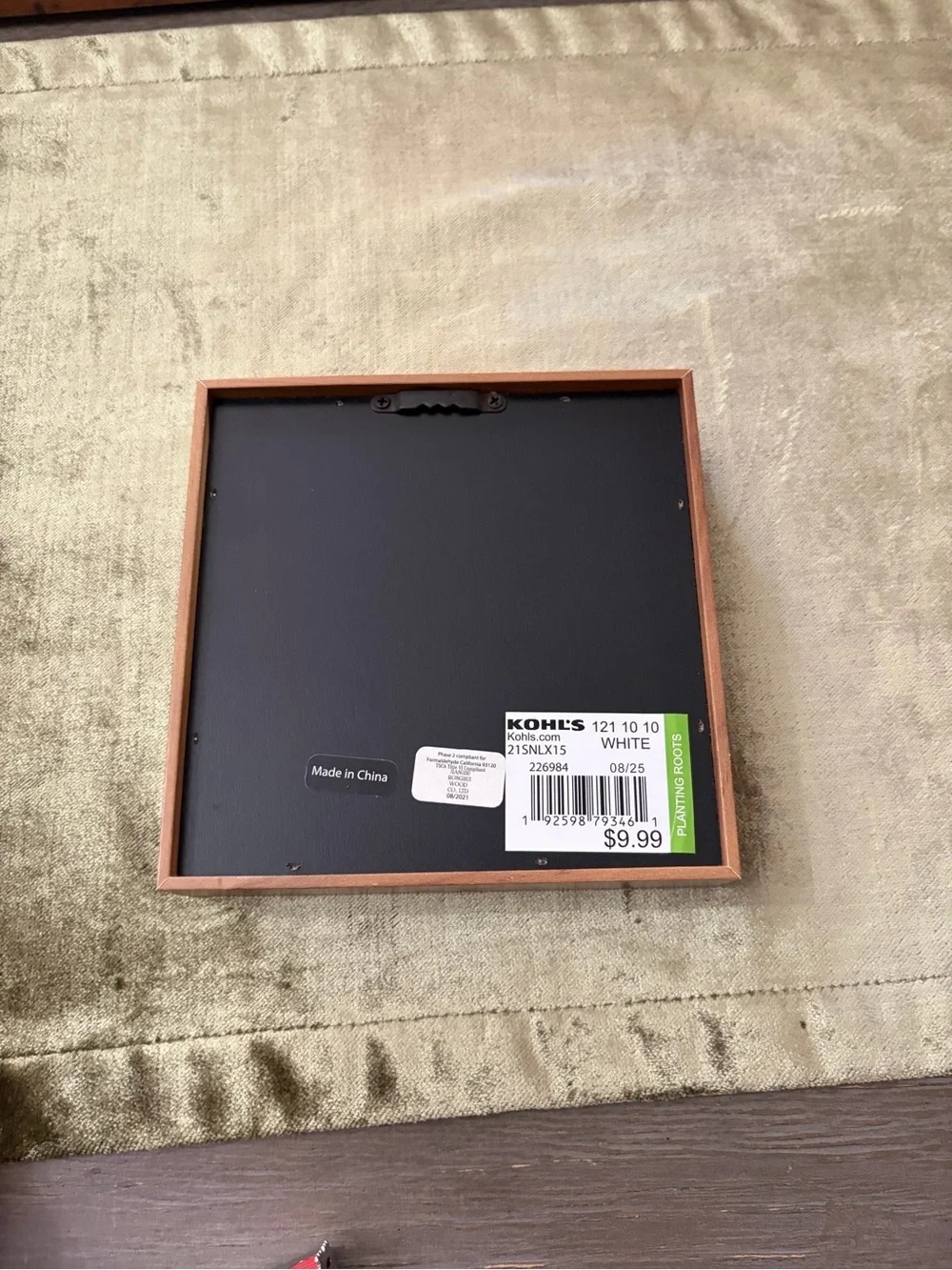Kohl's Wood-Framed Square Wall Sign in Black and Brown